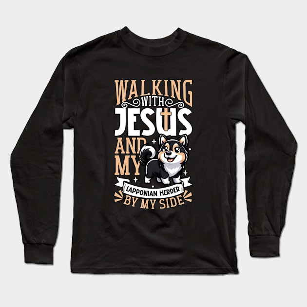 Jesus and dog - Lapinporokoira Long Sleeve T-Shirt by Modern Medieval Design